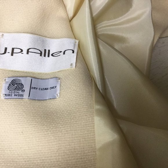 J.P. Allen Vintage 100% Wool Tweed Mid length Coat Beige Sz XL - Picture 6 of 8